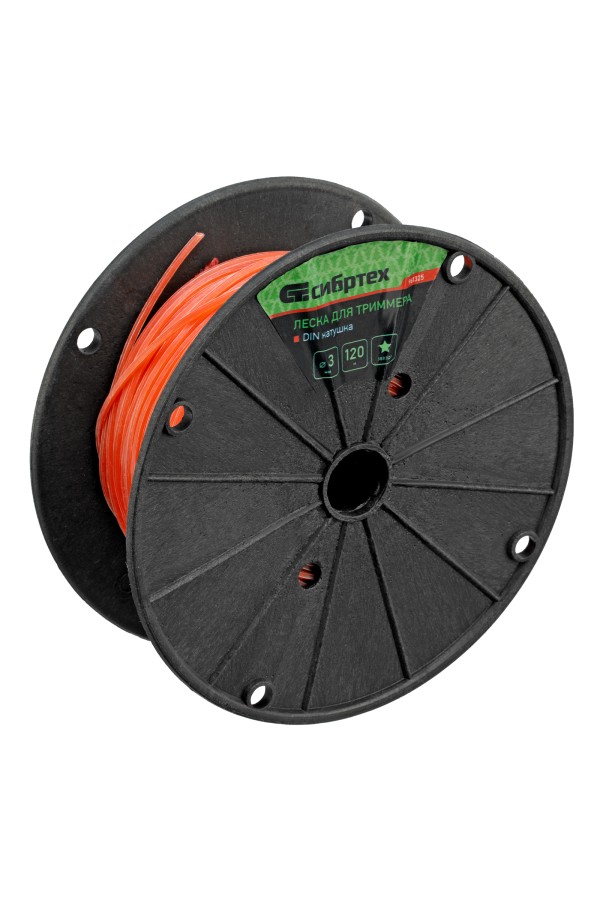 Леска для триммера звезда, на DIN катушке, 3 мм х 120 м, Сибртех