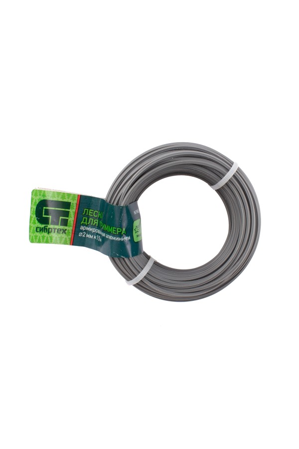 Леска для триммера звезда, армированная алюминием, 2.0 мм х 15 м, Сибртех