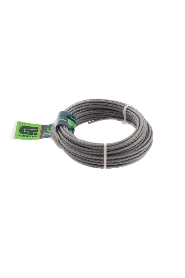Леска для триммера квадратная витая, армированная алюминием, 2.4 мм х 10 м, Сибртех