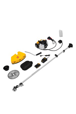 Триммер бензиновый DT-43E, 43 см3, неразъемная штанга, электростартер, состоит из 2 частей Denzel