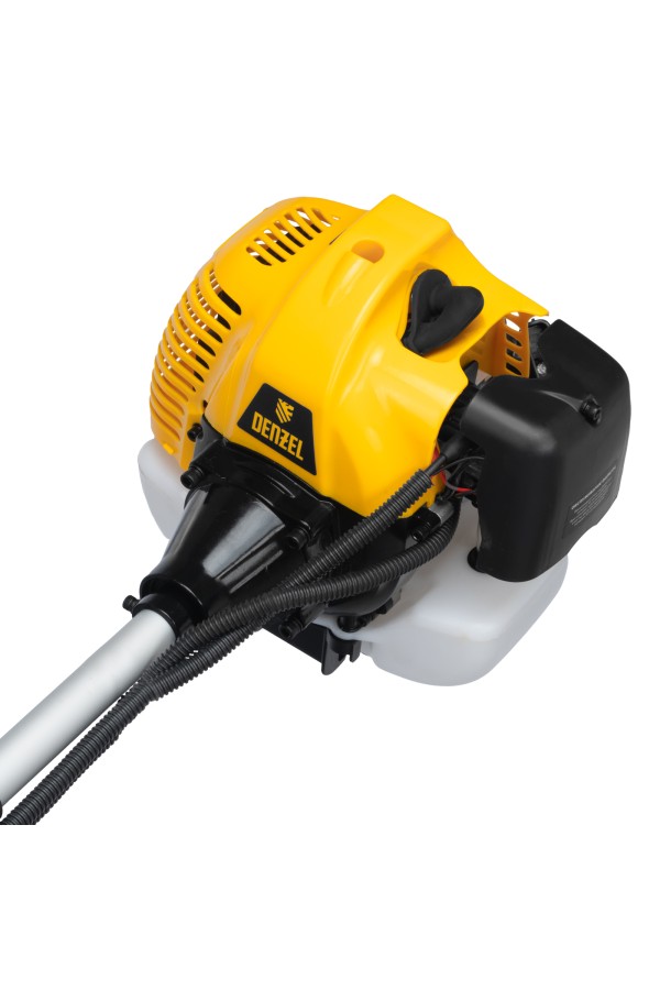 Триммер бензиновый DT-43E, 43 см3, неразъемная штанга, электростартер, состоит из 2 частей Denzel