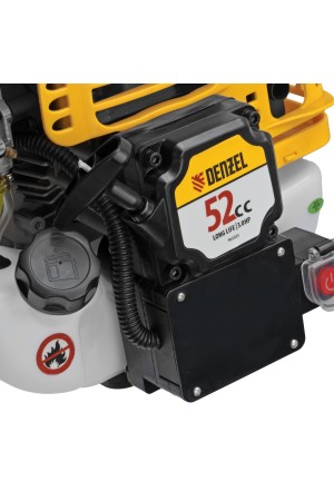 Триммер бензиновый DT-52E, 52 см3, неразъемная штанга, электростартер, состоит из 2 частей Denzel