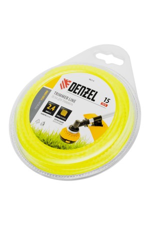 Леска для триммера зубчатый квадрат, 2,4мм х 15м, FLEX CORD, DENZEL