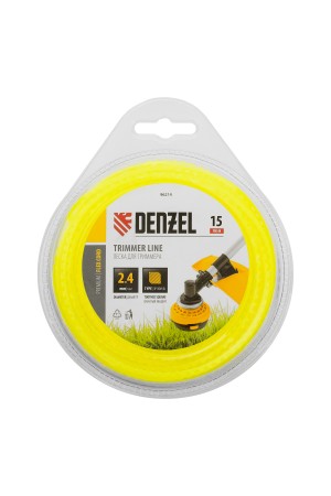 Леска для триммера зубчатый квадрат, 2,4мм х 15м, FLEX CORD, DENZEL