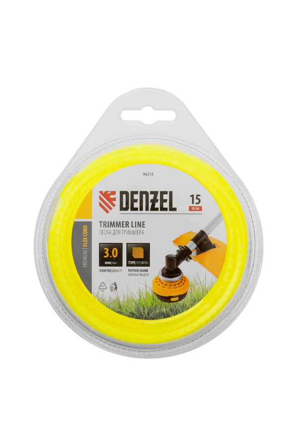 Леска для триммера зубчатый квадрат, 3мм х 15м, блистер FLEX CORD,  Denzel