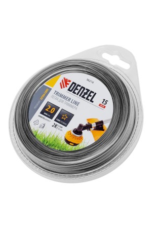 Леска для триммера двухкомпонентная звезда, 2,0мм х 15м,  FLEX CORD, DENZEL