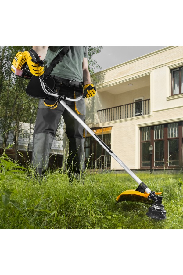 Триммер бензиновый DT 25, 25 см3, 1.3 л. с, неразъемная штанга, состоит из 2 частей Denzel