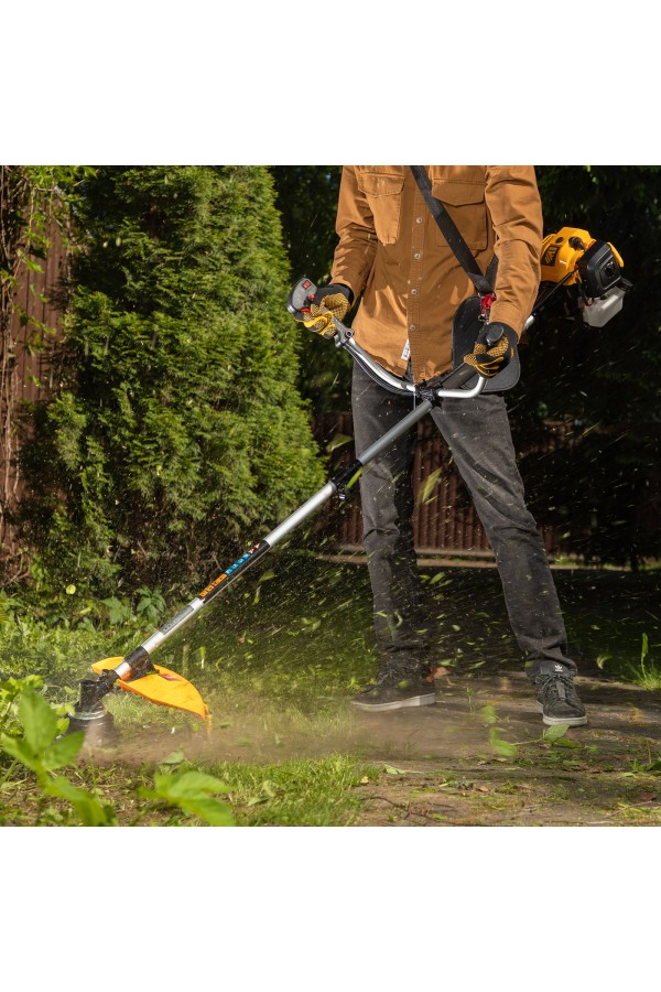 Триммер бензиновый DT 33S, 33 см3, 1.8 л. с, разъемная штанга, состоит из 2 частей Denzel