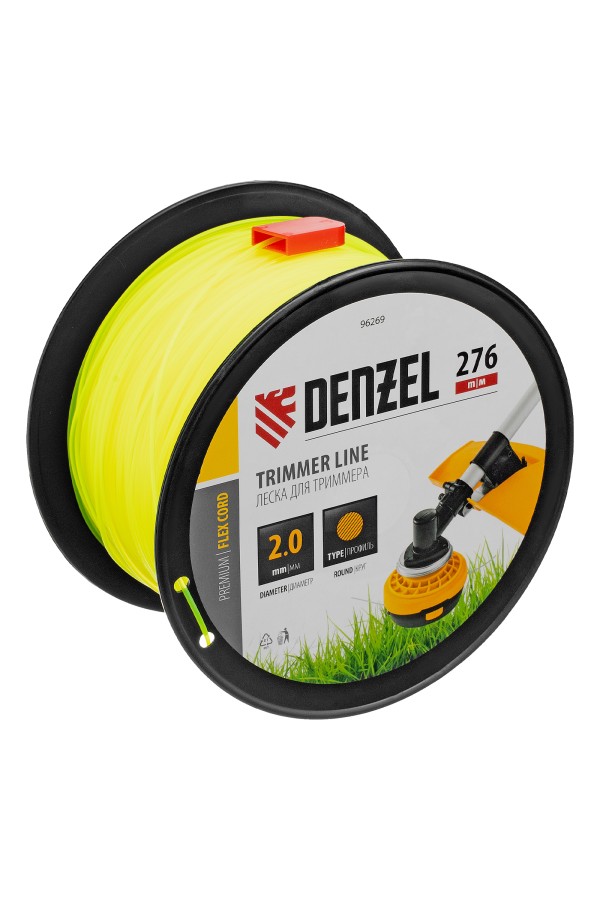 Леска для триммера круглая, 2,0мм х 276м, на DIN катушке FLEX CORD,  Denzel