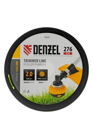 Леска для триммера круглая, 2,0мм х 276м, на DIN катушке FLEX CORD,  Denzel