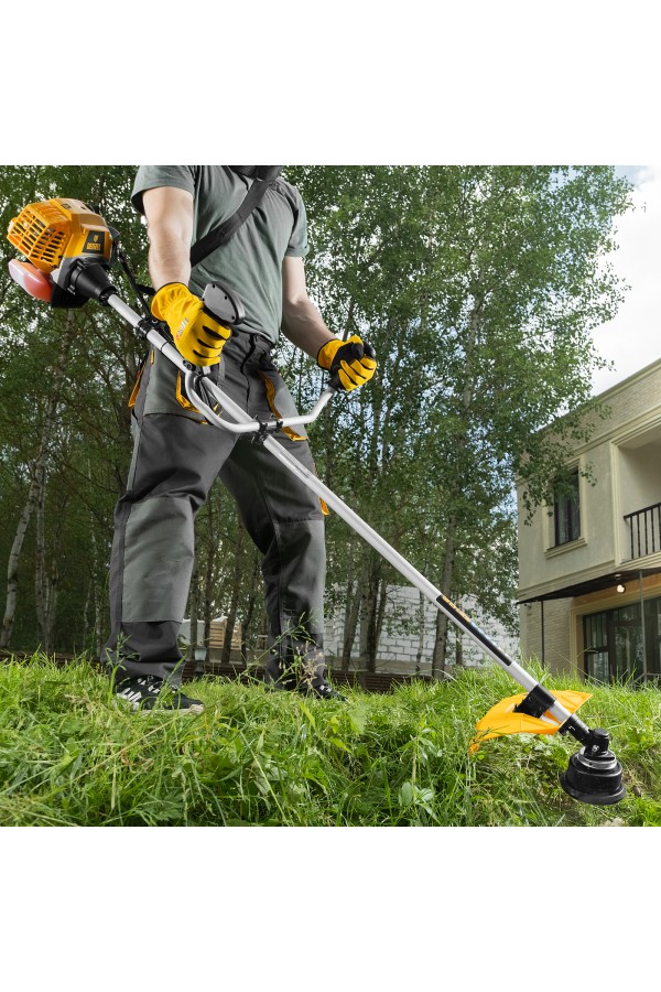 Триммер бензиновый DR-33, 33 см3, неразъемная штанга, состоит из 2 частей Denzel