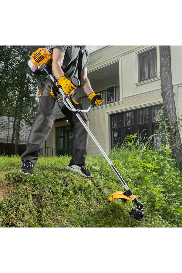 Триммер бензиновый DR-43, 43 см3, неразъемная штанга, состоит из 2 частей Denzel