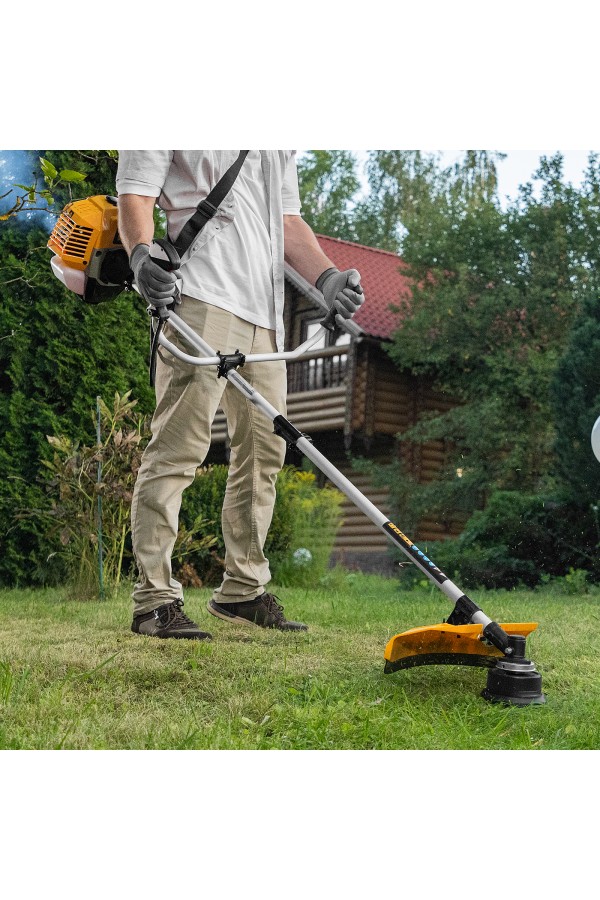 Триммер бензиновый DR-43S, 43 см3, разъемная штанга, состоит из 2 частей Denzel