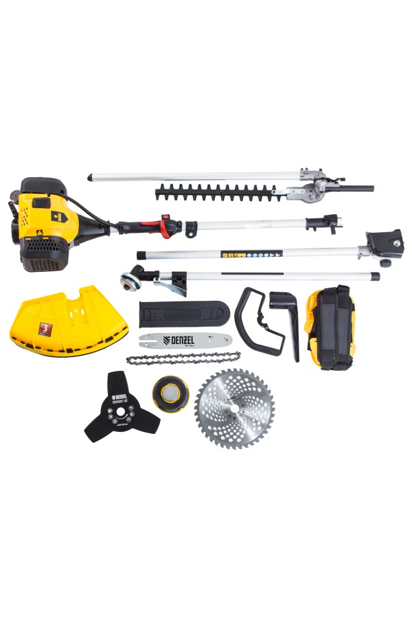 Триммер бензиновый мультифункциональный DGT-52S-MAX, 52 см3, разъёмная штанга Denzel