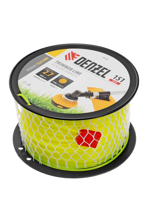 Леска для триммера круглая, 2,7мм х 151м, на DIN катушке FLEX CORD,  Denzel