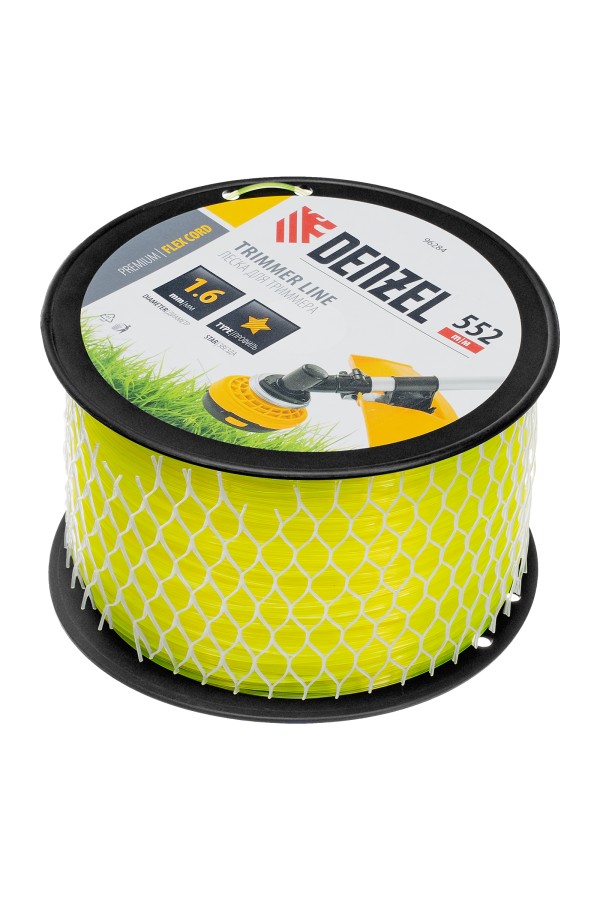 Леска для триммера звезда, 1,6мм х 552м, на DIN катушке FLEX CORD,  Denzel