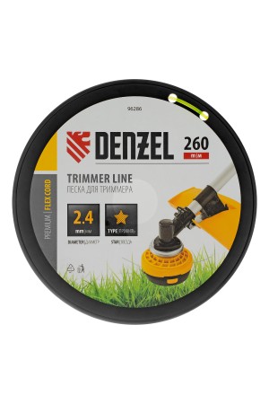 Леска для триммера звезда, 2,4мм х 260м, на DIN катушке FLEX CORD// Denzel