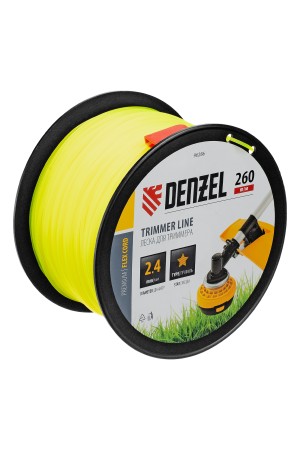 Леска для триммера звезда, 2,4мм х 260м, на DIN катушке FLEX CORD// Denzel