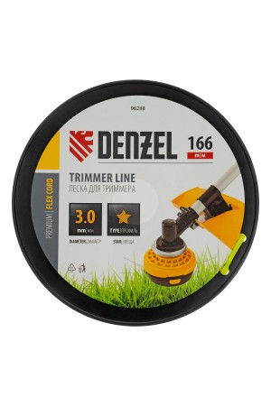 Леска для триммера звезда, 3,0мм х 166м, на DIN катушке FLEX CORD// Denzel