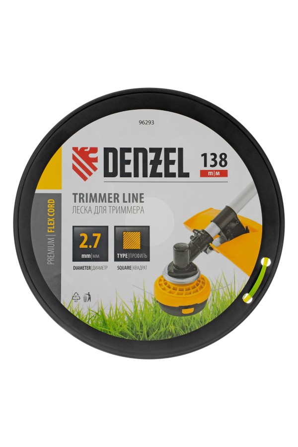 Леска для триммера квадрат, 2,7м х 138м, на DIN катушке FLEX CORD Denzel