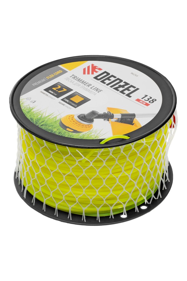 Леска для триммера квадрат, 2,7м х 138м, на DIN катушке FLEX CORD Denzel