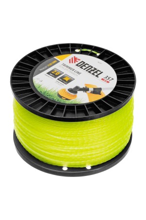 Леска для триммера витой квадрат, 2,0мм х 357м, на DIN катушке FLEX CORD// Denzel