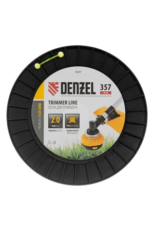 Леска для триммера витой квадрат, 2,0мм х 357м, на DIN катушке FLEX CORD// Denzel