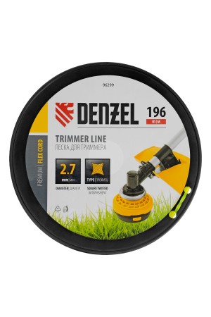 Леска для триммера витой квадрат, 2,7мм х 196м, на DIN катушке FLEX CORD// Denzel