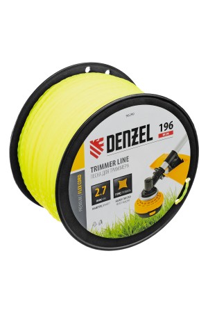 Леска для триммера витой квадрат, 2,7мм х 196м, на DIN катушке FLEX CORD// Denzel