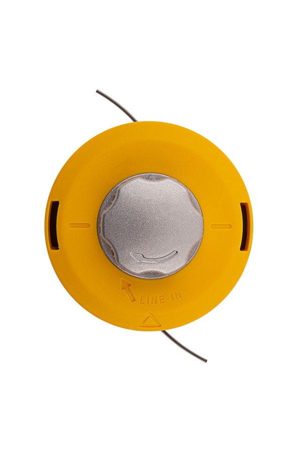 Катушка триммерная полуавтоматическая, легкая заправка лески, гайка M10x1.25, винт M10-M10, алюминиевая кнопка Denzel