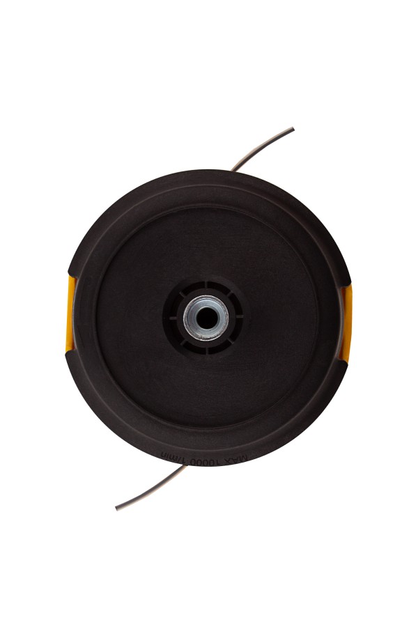 Катушка триммерная полуавтоматическая, легкая заправка лески, гайка M10x1.25, винт M10-M10, алюминиевая кнопка Denzel