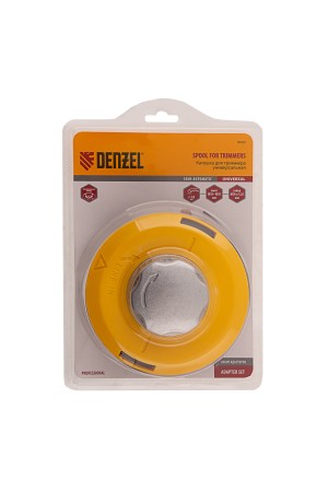 Катушка триммерная полуавтоматическая, легкая заправка лески, гайка M10x1.25, винт M10-M10, алюминиевая кнопка Denzel