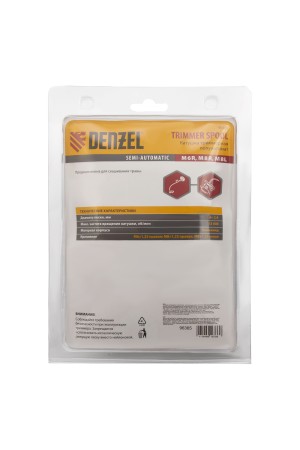 Катушка триммерная полуавтомат, шестигранник HEX х 15/6, болт М6 правый, М8 правый, М8 левый Denzel