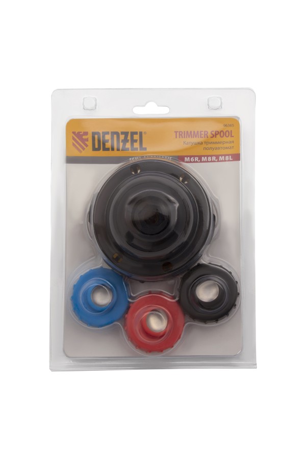 Катушка триммерная полуавтомат, шестигранник HEX х 15/6, болт М6 правый, М8 правый, М8 левый Denzel