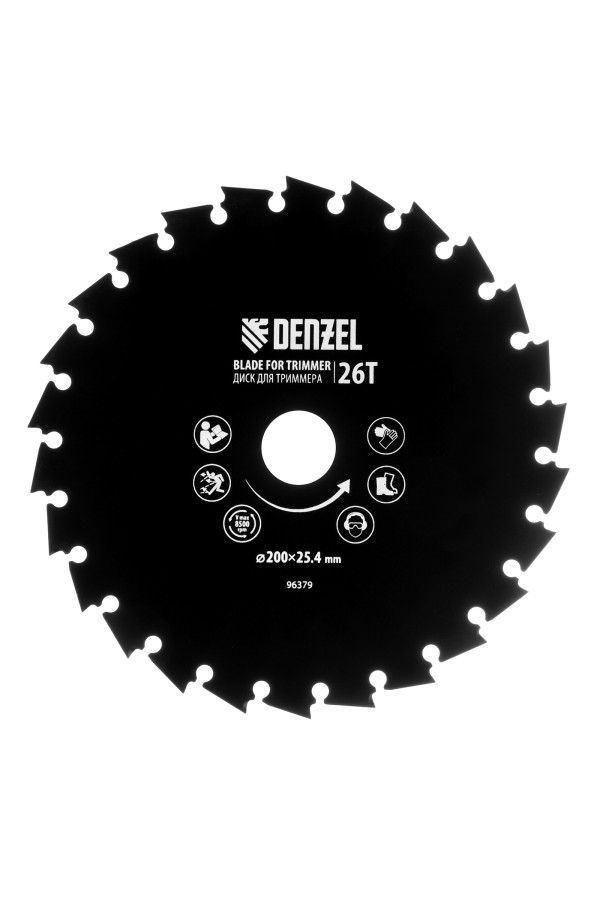 Диск для триммера c долотообразной формой зуба, 200 х 25,4 26 зубов Denzel
