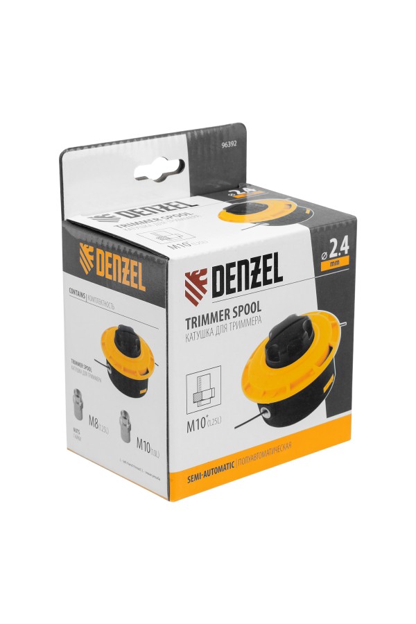 Катушка триммер. полуавтомат. легкая заправка гайка М10 М10 М8, лев.,шаг 1,0 1,25мм Denzel