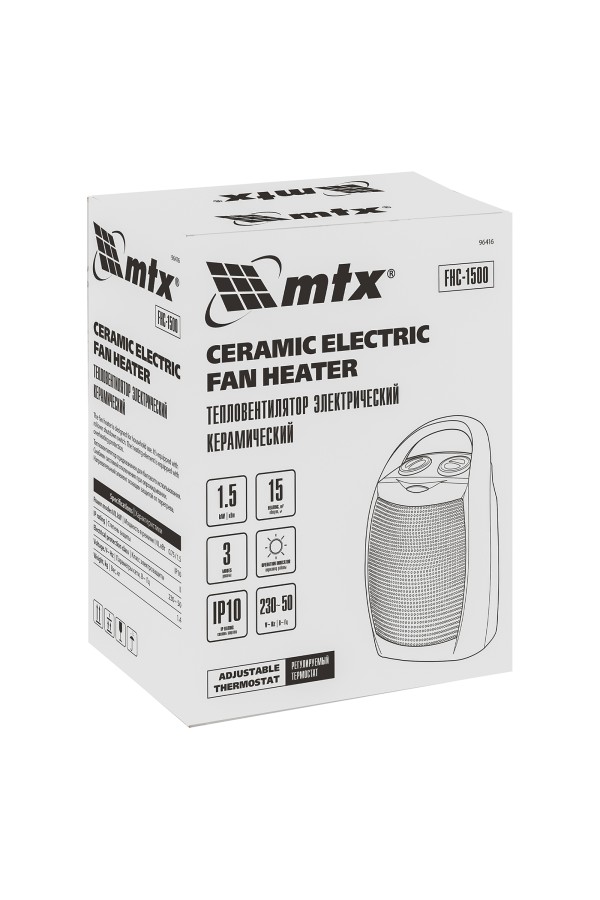 Тепловентилятор электр. керамический FHC-1500, 3 реж., вентилятор, нагрев 750/1500 Вт, MTX