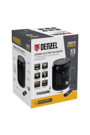 Тепловентилятор керамический DTFC-2000X, 2 кВт, wi-fi, пульт, динамик, вращение, 3 реж. // Denzel