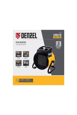 Тепловая пушка, керамический нагреватель (тепловентилятор) DHC 5-400, 230 В, 0.04/3/5 кВт Denzel