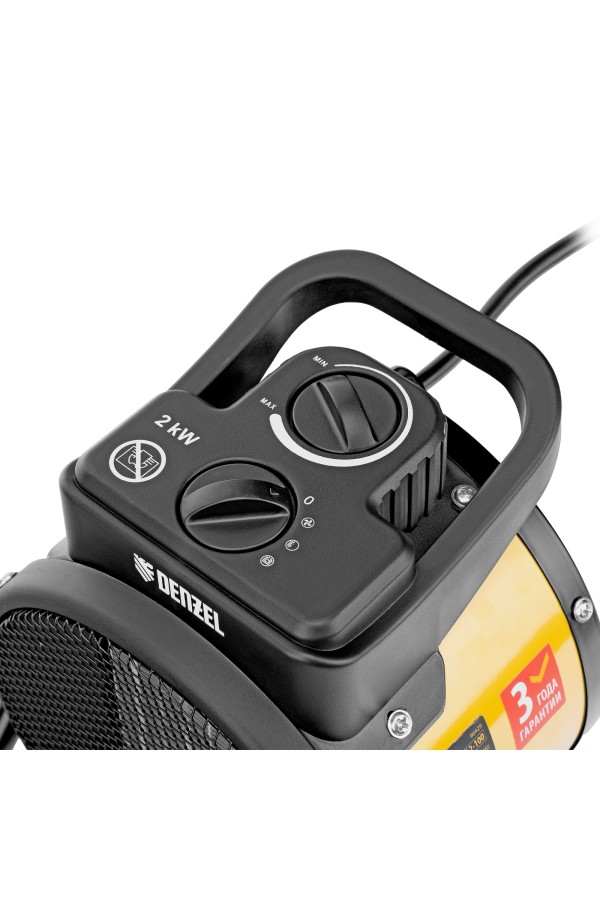 Тепловая пушка, керамический нагреватель (тепловентилятор) DHC 2-100, 230 В, 0.025/1/2 кВт Denzel