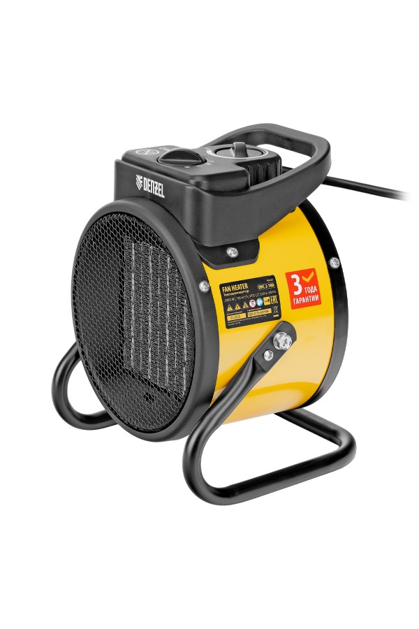 Тепловая пушка, керамический нагреватель (тепловентилятор) DHC 2-100, 230 В, 0.025/1/2 кВт Denzel