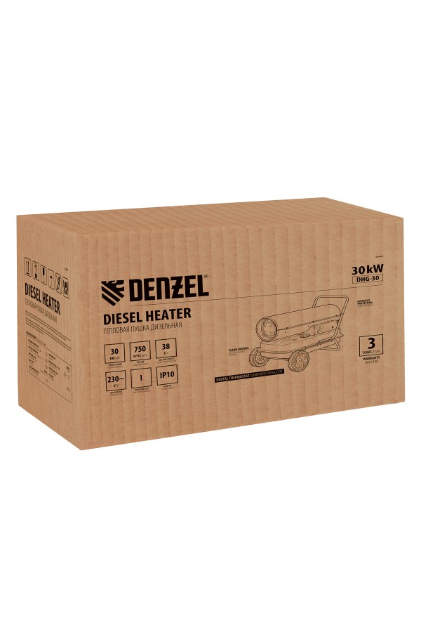 Дизельная тепловая пушка DHG-30, 30 кВт, 750 м3/ч, прямой нагрев Denzel