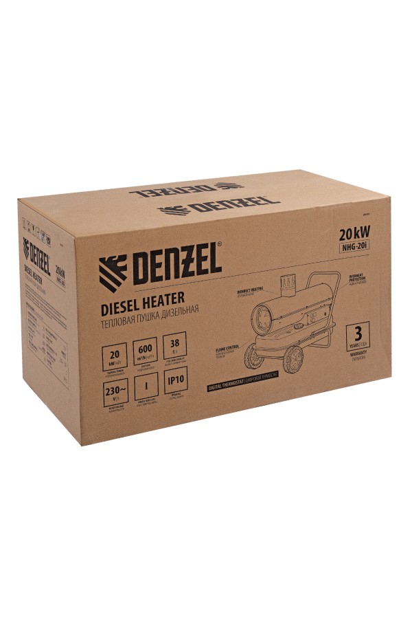 Дизельная тепловая пушка NHG-20i, 20 кВт, 600 м3/ч, непрямой нагрев, цифровой термостат Denzel