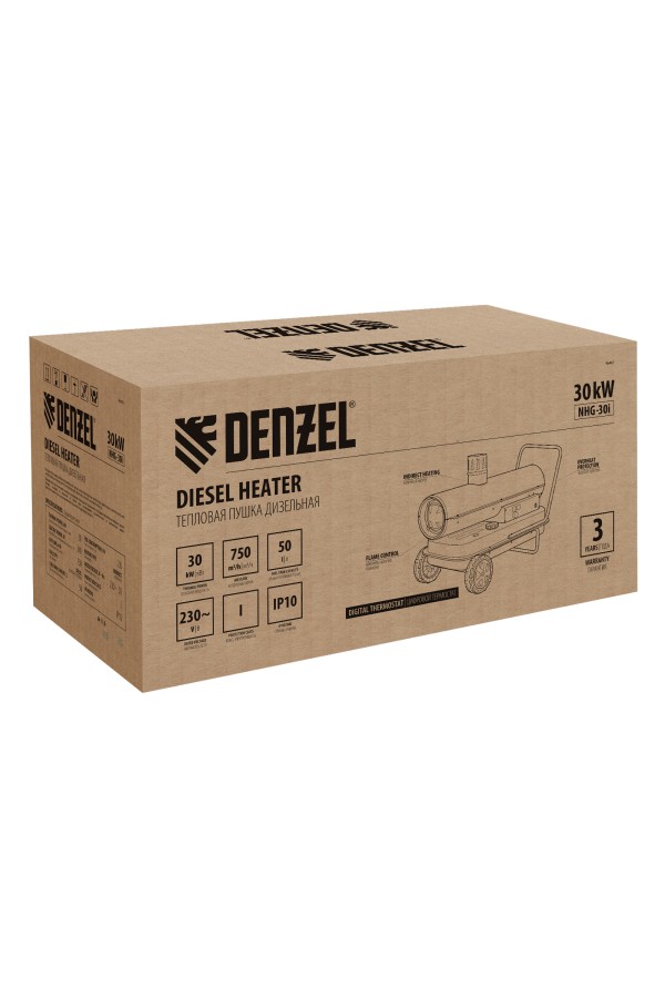 Дизельная тепловая пушка NHG-30i, 30 кВт, 750 м3/ч, непрямой нагрев, цифровой термостат Denzel