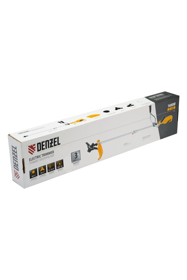 Триммер электрический TE-1400, 1400 Вт, 420 мм, катушка + диск, разборная штанга Denzel