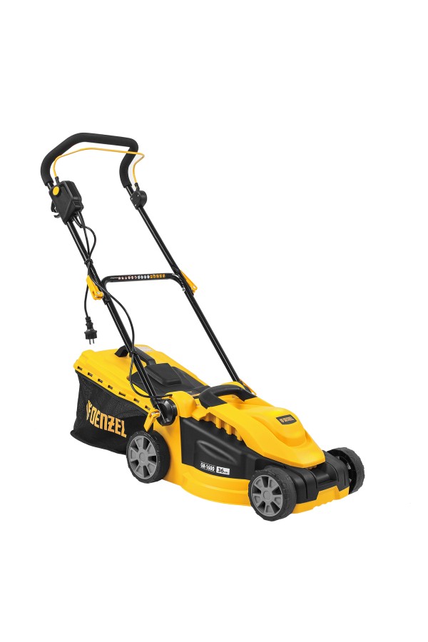 Газонокосилка электрическая GM-1600, 1600 Вт, ширина 36 см, 3 уровя, травосборник 35 л. Denzel