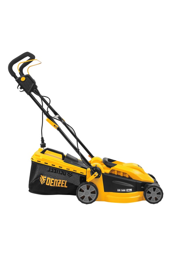Газонокосилка электрическая GM-1600, 1600 Вт, ширина 36 см, 3 уровя, травосборник 35 л. Denzel