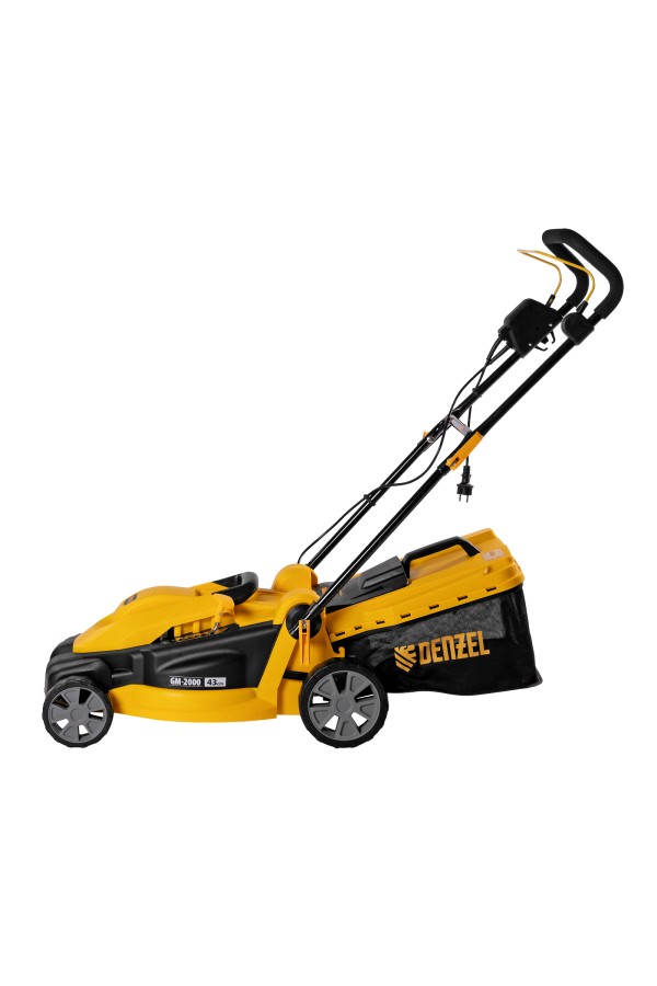 Газонокосилка электрическая GM-2000, 2000 Вт, ширина 43 см, 6 уровней, травосборник 45 л. Denzel