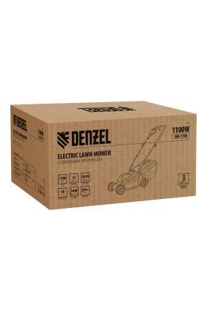 Газонокосилка электрическая GM-1100, 1100 Вт, шир. 32 см, 3 уров., травосб. 30 л Denzel