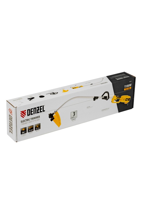 Триммер электрический TE-1100, 1100 Вт, 380 мм, катушка, разборная штанга Denzel